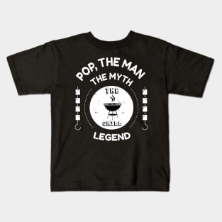 BBQ Dad Shirt - Dad the Man the Myth the Grill Legend - Funny Barbecue Gift for Dad, Husband, Grandpa Kids T-Shirt